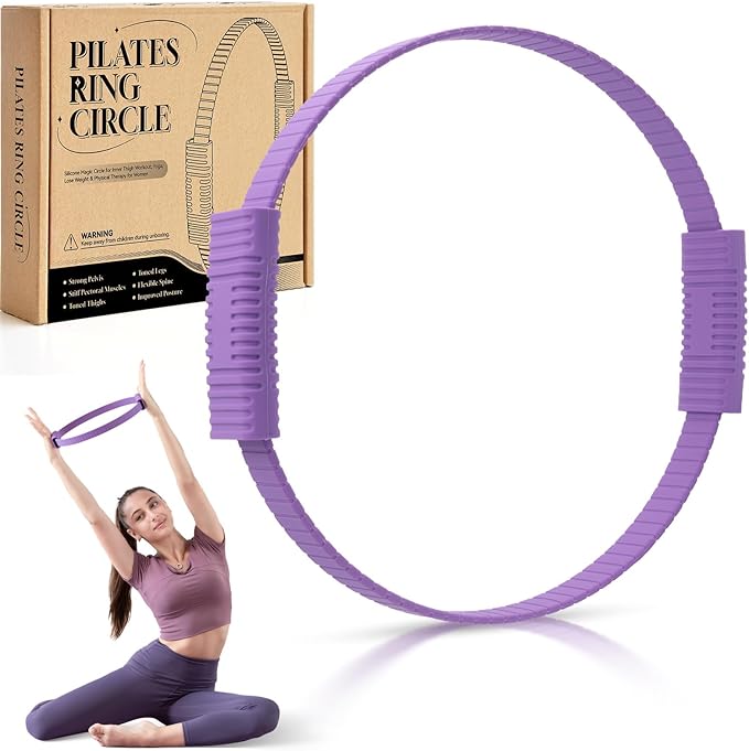 Pilates Ring Circle, 14" Magic Circle Pilates Rings for Focusing on Toning Inner Thighs, Arms, and Core, Fitness Exercise Ring Workout Ring for Yoga and Pilates