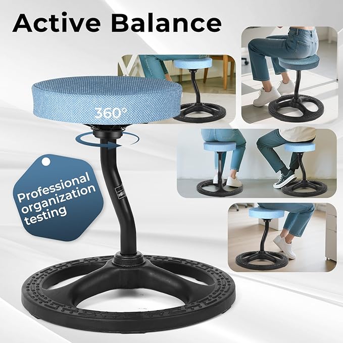 ADHD Chair for Kids, Yoga Chairs for Adults, Wobble Stool Active Flexible Seating Desk Chair with Non-Slip Base and Washable Seat Cover for Stability, Balance, Yoga, Office, School, Classroom