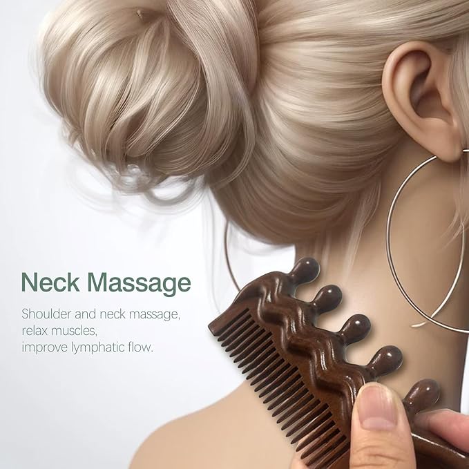 Wooden Massage Comb - Scalp, Neck, and Leg Acupressure Tool - Manual Head Massager for Men and Women