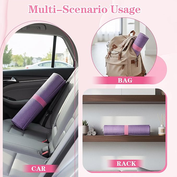 Yoga Mat Strap, One Snap Yoga Mat Slap Band for Keep Mats Tightly Rolled, Elastic One Snap Straps Band