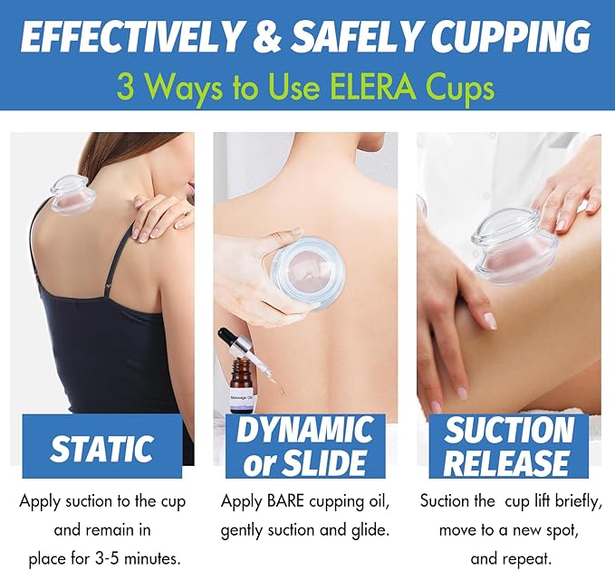 ELERA Silicone Cupping Therapy XL Size Sets, Professionally Chinese Massage Cups Tools, Silicone Cup for Joint Pain Relief, Massage Body (XL*2 Cups)