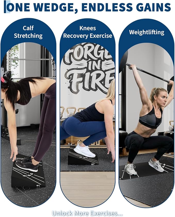 Squat Wedge Block 15° - Heel Elevated Slant Board for Squats, Knees over Toes & Weightlifting, 1000lb Capacity, Non-Slip One-Piece Design, Home Gym Accessory