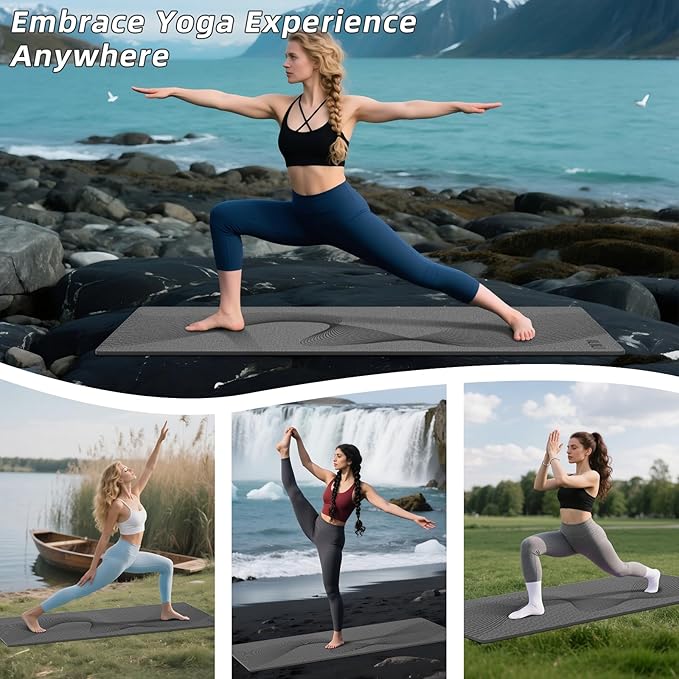 ILILI Yoga Mat, 72x25×0.3 Inch, TPE Exercise Mat, Tear-Resistant, Fitness Yoga Mat with Carrying Strap, Ideal for Yoga, Pilates, Home Workouts, Stretching & All Fitness Routines