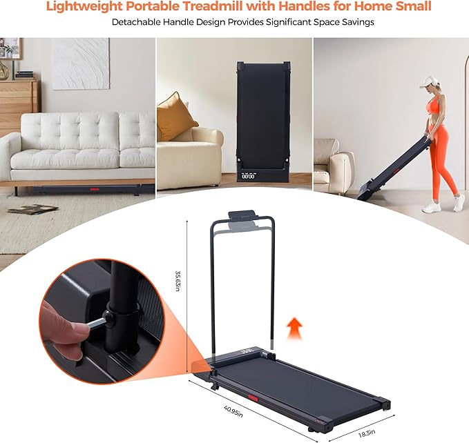 Walking Pad Treadmill with Incline, 2026 Upgrade Portable Under Desk Treadmill for Home Small with Handles, 3.0HP Walking Pad with Handle Bar, 0.6-7.6MPH, 350LBS