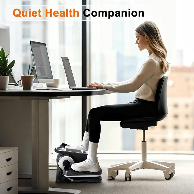 OLIXIS Under-Desk Elliptical Machine–Compact & Quiet Mini Pedal Exerciser with Adjustable Speed, LED Display, Portable Fitness Solution for Home or Office Workouts