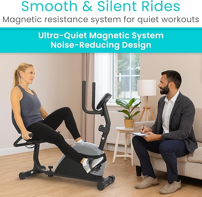 Vive Recumbent Exercise Bike - Stationary Recumbent Exercise Cycle Device for Seniors, Adults, Men and Women - Indoor Fitness Equipment - at Home Cycling, Adjustable Resistances, Digital Display