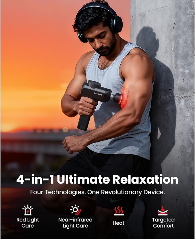 BOB AND BRAD X6 Ultra Massage Gun with Heat and Infrared Light, Metal Head, Professional Percussion Deep Tissue Muscle Massager Gun for Athletes with 6 Replacements