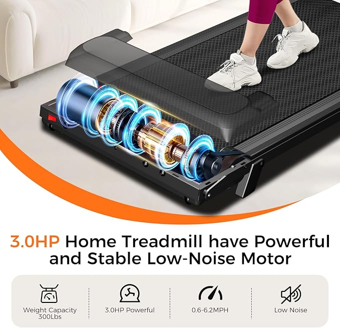 Treadmill with Incline,3.0HP Small Treadmills for Home,Portable Electric Treadmill with Handles,Lightweight Walking Pad,Compact Running Treadmills,Walking Pad with Handle,300LBS Capacity