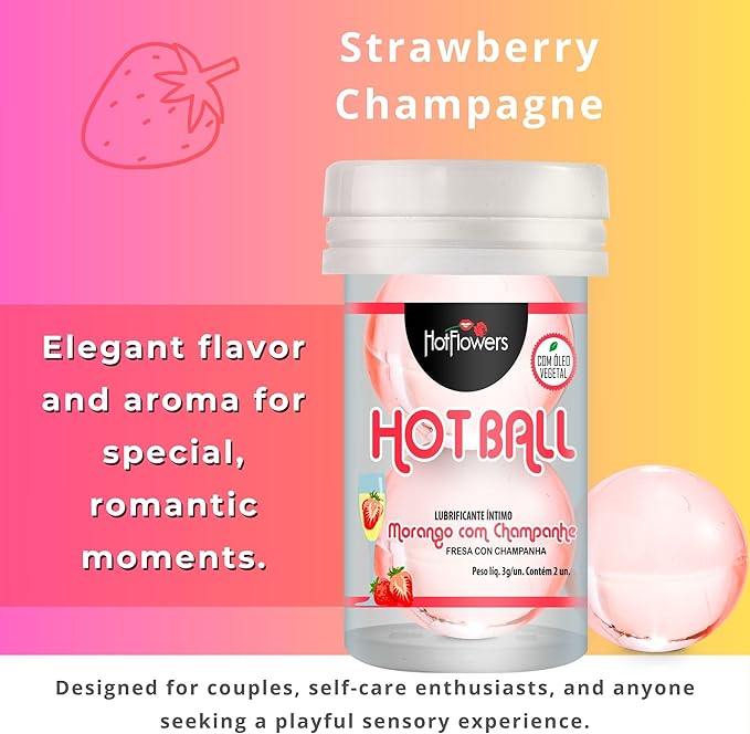 Hot Ball Flavored Kit – 4 Aromas: Strawberry Champagne, Mint, Chocolate & Red Fruits – Massage Oil Balls – Skin-Friendly Massage Beads - 2 Units Each