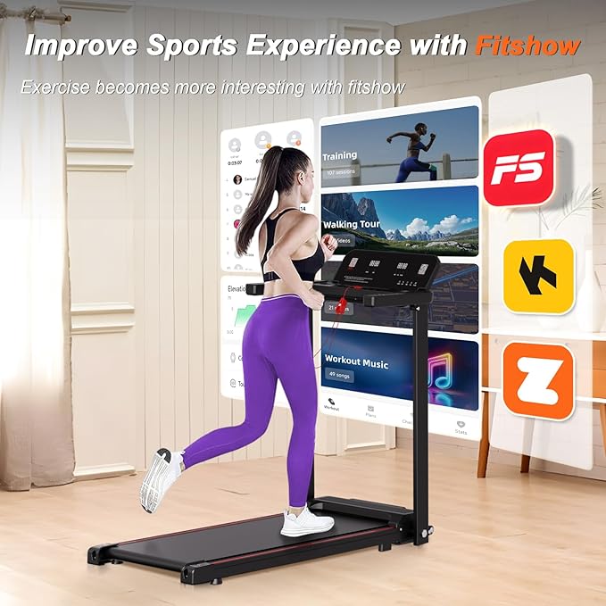 Treadmills for Home Foldable Treadmill with Handles 3 HP Folding Treadmills Walking Pad Treadmill with Handle Bar Quiet Walking Machine, 300LBS Capacity Portable Small Running Pad Home Gym