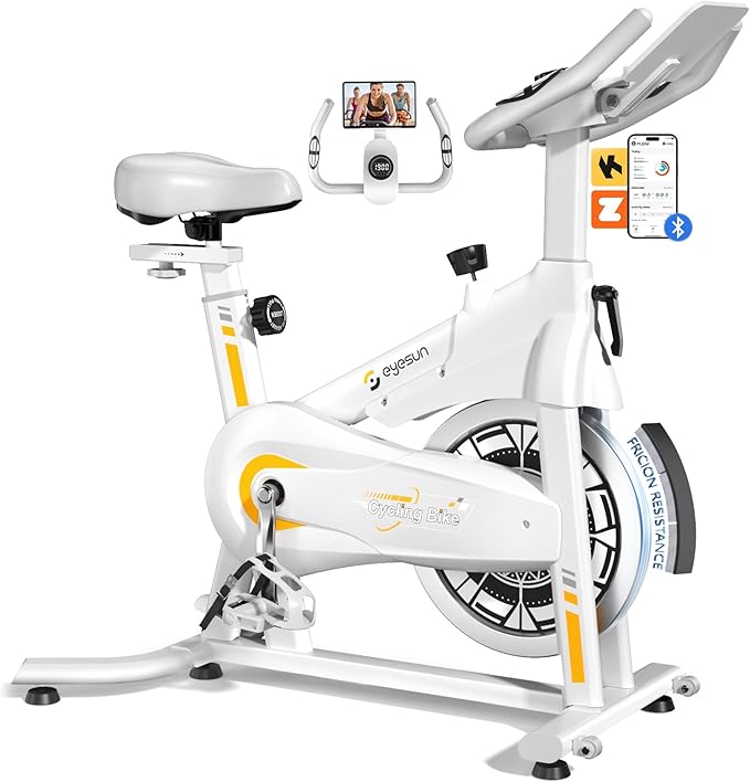 Exercise Bikes for Home,Spin Bike with Adjustable Magnetic,Brake Pad Resistance Silent Belt Drive,350lbs/300lbs Weight Capacity &Upgraded Version Seat for Home Cardio&Weight Loss(QM-530W)