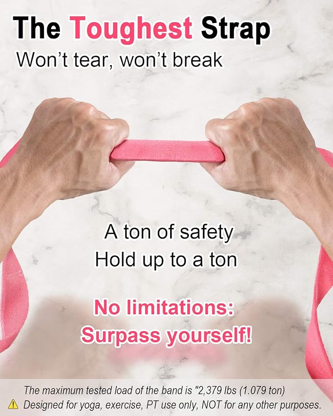 Tumaz Stretching Strap - 10 Loops & Non-Elastic Yoga Strap - Perfect Home Workout Stretch Strap for Physical Therapy, Yoga, Pilates, Flexibility