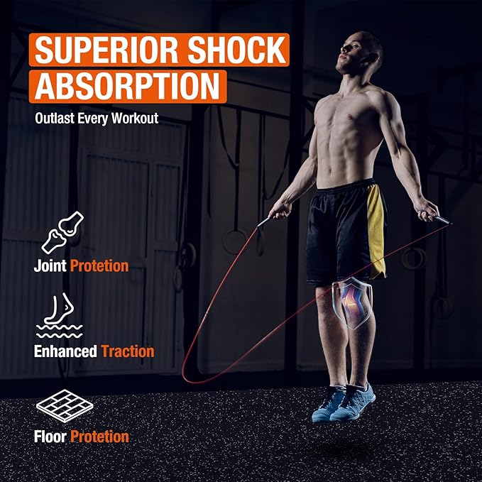 FAHKNS Gym Mat, 0.79'' Extra-Thick Exercise Equipment Mats, 12 Pcs 48 Sq Ft Rubber Top Floor Tiles, EVA Foam Exercise Mat Tiles - Durable, Non-Slip, Interlocking Mat, Gym Flooring for Home Gym