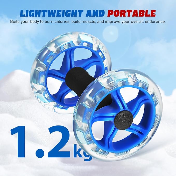 Luxshiny Twin-wheel Fitness Roller Ab Wheel Core Abdominal Exercise Device for Tummy Shaping, Blue, Suitable for Men and Women Home Workout