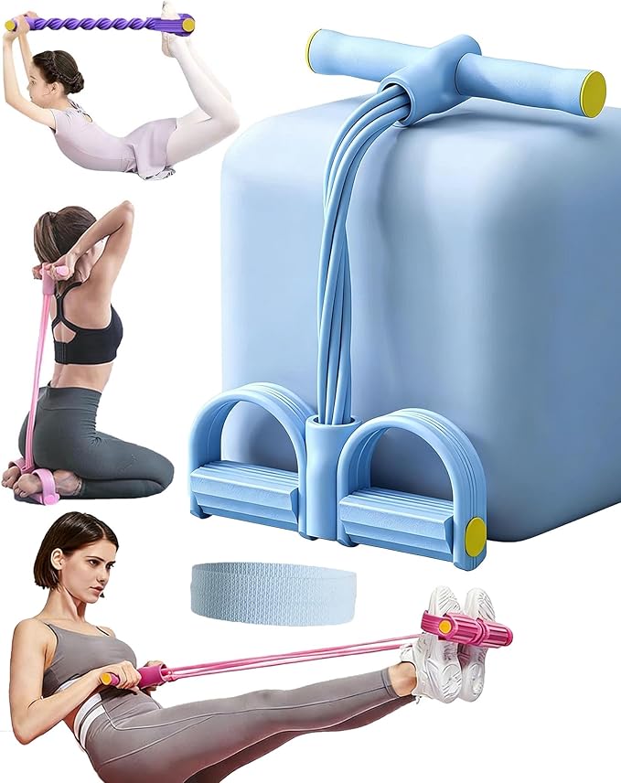 3-in-1 Multifunction Pedal Resistance Band, Fashion Puller Exercise, 8 Tube Pedal Resistance Device, Detachable and Adjustable Pedal Resistance, Multifunction Tension Rope for Waist/Arm/Leg