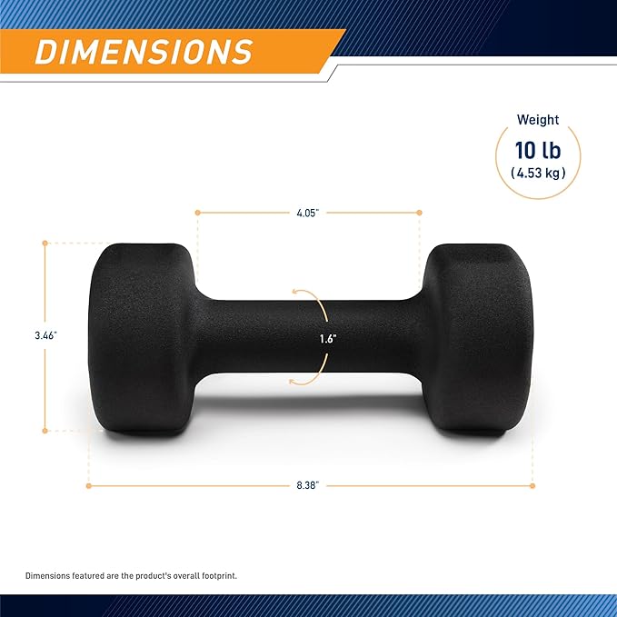 Marcy Colored Neoprene Dumbbell Hand Weights, Exercise Free Weights for Home Gym - Sold in Singles