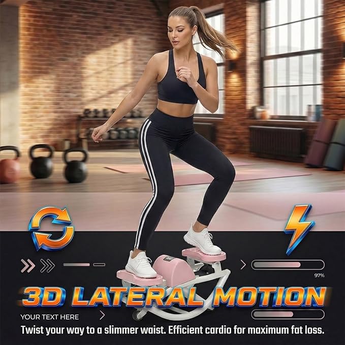 Rock Stepper Side to Side, Lateral Rocking Fitness Stepper Machine with Resistance Bands & Anti-Slip Mat, Low-Impact Mini Steppers for Exercise at Home, 300 LBS Capacity Full Body Cardio Workout