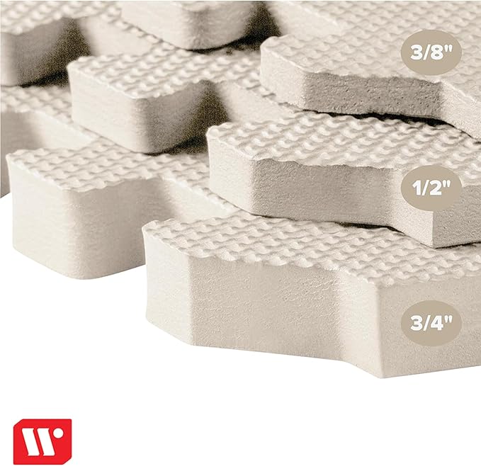 We Sell Mats 3/8" Thick Multipurpose EVA Foam Exercise Floor Mat, Interlocking Tiles, Anti-Fatigue for Home or Gym