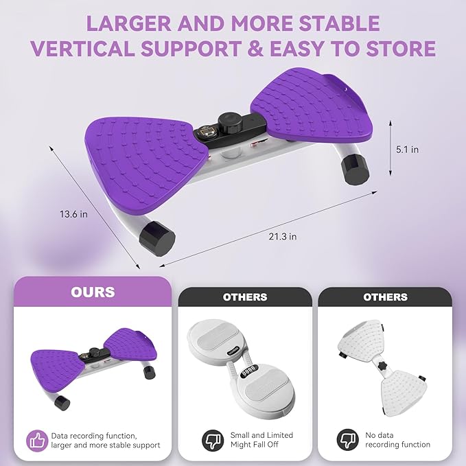 Twister, Adjustable Twisting Board for Women and Men, Home Gym Equipment Noiseless Twister, 330 lbs Load Capacity | Digital Display Tracks Time, Reps and Calories (Blue,Pink,Purple)