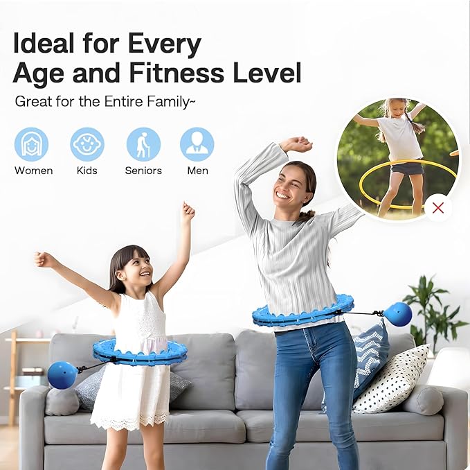 Weighted Hula Infinity Fitness Hoop for Adult Weight Loss, 2 in 1 Smart Fitness Workout Hula Circle Hoops with 27 Detachable Knots, Exercise Fit Hoop Suitable for Women and Beginners