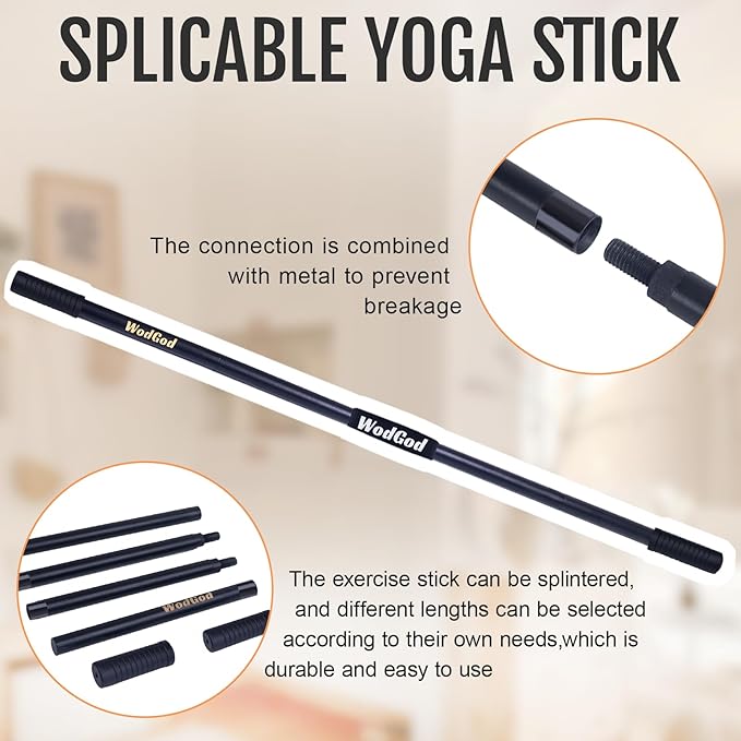 Wooden Yoga Stick,5 Ft Mobility Stick,Adjustable Stretching Stick,Portable Splicable Exercise Stick,Exercise Pole For Balance,Flexibility And Mobility,Stretch Stick,Stick Mobility Training Stick