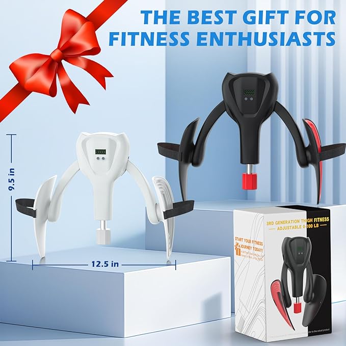 3rd Gen Thigh 0-100 lbs Adjustable Resistance Inner Leg Exercisers with Leg Straps Band Pelvic Floor Kegel Hip Exercise Workout Equipment Pilates Women Men