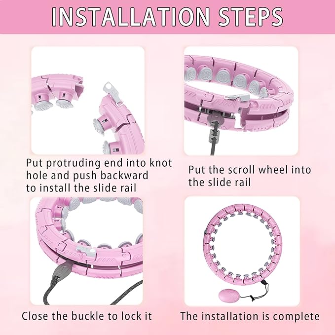 Weighted Hula fit Hoop,Smart Weighted Exercise Hoop for Women Adults Weight Loss,Plus Size Portable Infinity Hoops Adjustable Length 2 in 1 Abdomen Fitness Massage Home Workout Equipment