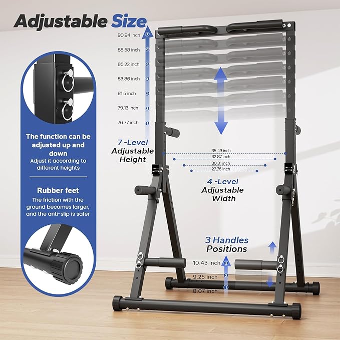 Foldable Pull Up Bar Free Standing, Strength Training Pull-up Bars Adjustable Pull Up Station, Power Tower Pull Up Bar MultiFunction Pull Up Dip Station Workout Equipment For Home Gym Support 480 LBS