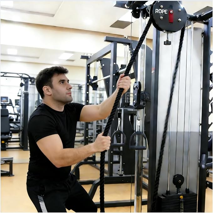 Portable Endless Rope Trainer, Cable Pulley System with Adjustable Resistance - Home Gym Fitness Equipment for Upper Body Strength Training, Back & Arms, Suspension Design for Full Body Pull Exercises