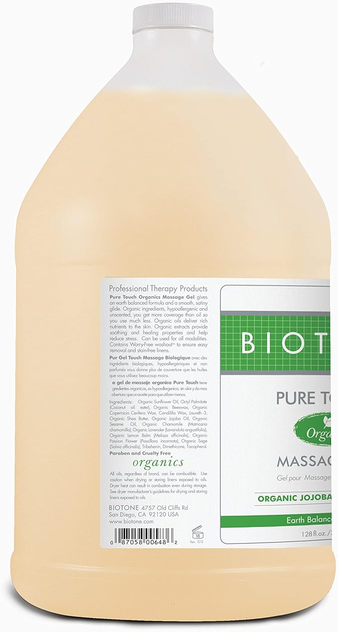 Biotone Pure Touch Organic Massage Gel, 128 Ounce
