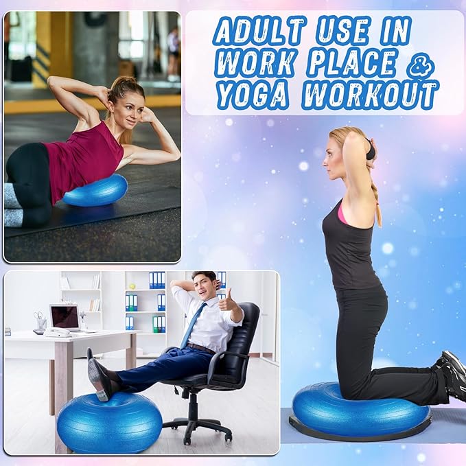 Libima 4 Pcs Flexible Seating for Classroom Inflatable Ball Chairs with Pump Donut Exercise Ball Cushion Seat for Balance and Stability Training School Home Office Gym Yoga Workout