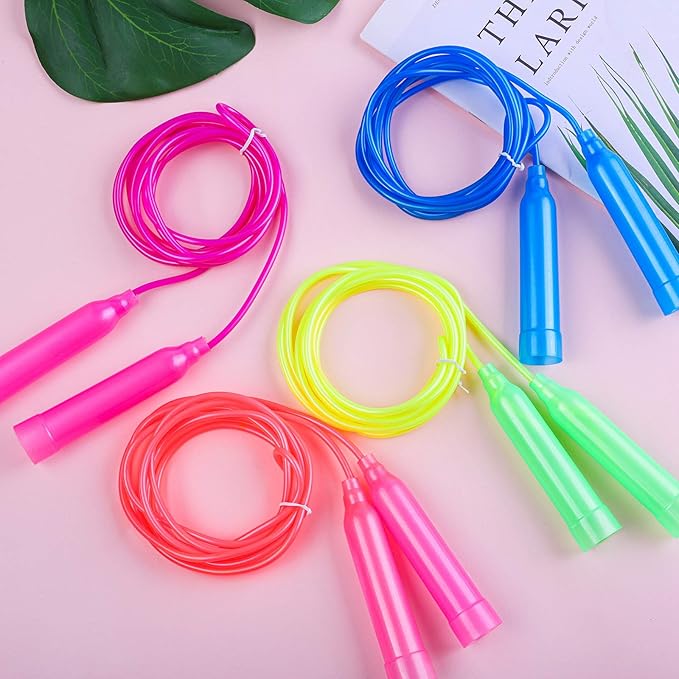 Elcoho 15 Pack Colorful Kids Jump Rope Set Adjustable Plastic Kids Jump Rope Skipping Rope Outdoor Jump Ropes Great Party Favor