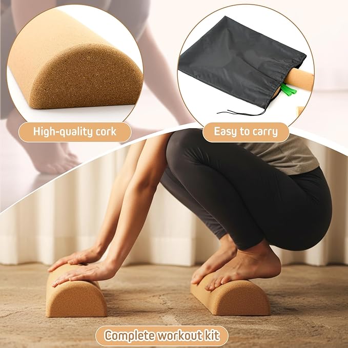 Soulchen Cork Balance Board, Foot Strengthener for Enhanced Foot Function, Textured Natural Ankle Stability Trainer, Balance Stability, Mobility Support, Improve Mobility and Prevent Falls