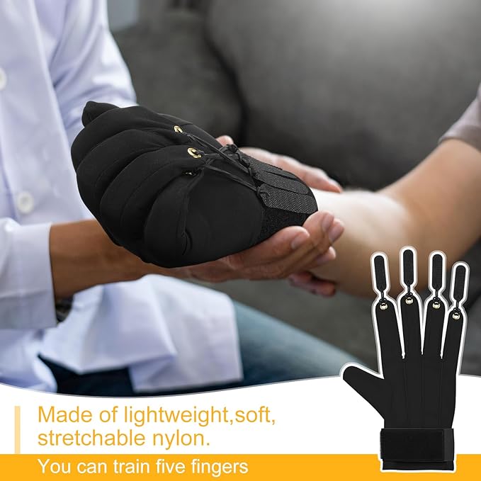 Panitay 2 Pair Traction Exercise Glove Hand Finger Strengthening Thumb Flexion Physical Therapy Glove for Increasing Strength