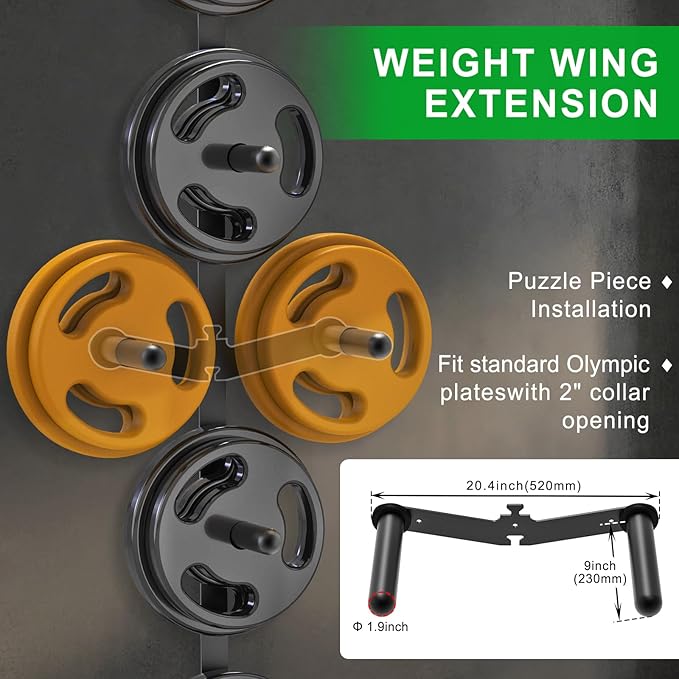 Kipika Weight Plate Storage Rack - Wall Mounted Weight Plate Holder with Durable Steel Construction Organizer for Olympic Plates, 1000lb Capacity, Space-Saving for Home Gym