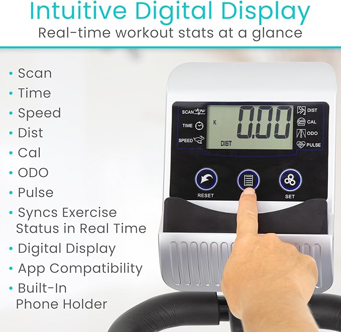Vive Recumbent Exercise Bike - Stationary Recumbent Exercise Cycle Device for Seniors, Adults, Men and Women - Indoor Fitness Equipment - at Home Cycling, Adjustable Resistances, Digital Display