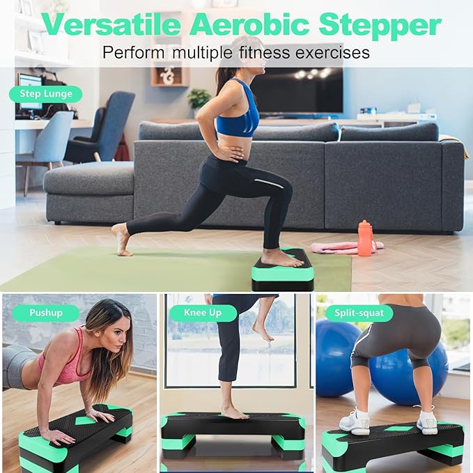 Exercise Workout Aerobic Step Platform Trainer, 27" Aerobic Stepper with 4"-6"-8" Adjustable Height Risers