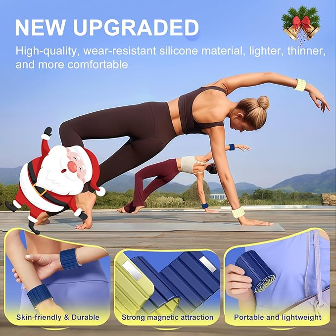 2025 Upgraded Magnetic Ankle Weights for Women, Wrist Weights,Silicone (Waterproof), Non-Slip, Easy Wear, Adjustable (Men & Women), Ideal for Jogging/Yoga/Pilates & More, Great Gift.（2 Pack）