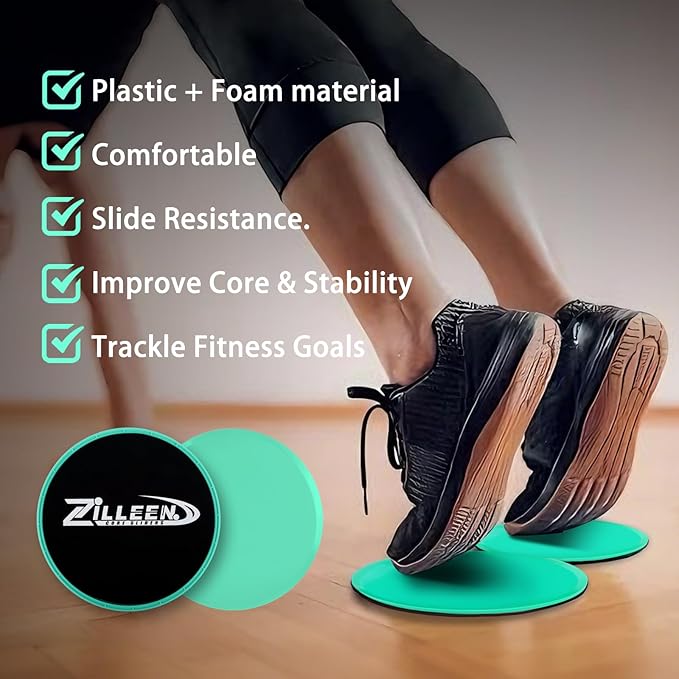 ZILLEEN Exercise Sliders for Working Out Fitness Discs for Pilates Women Men, 2 Pack
