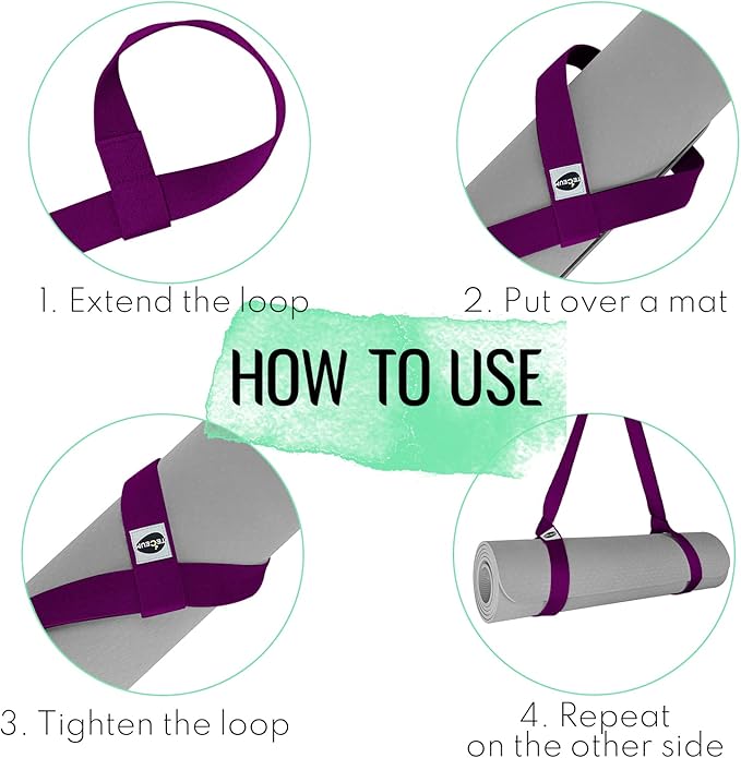 TECEUM Yoga Mat Strap – 30+ Colors – Adjustable Mat Holder Sling Carrier for All Mats [Mat Not Included]