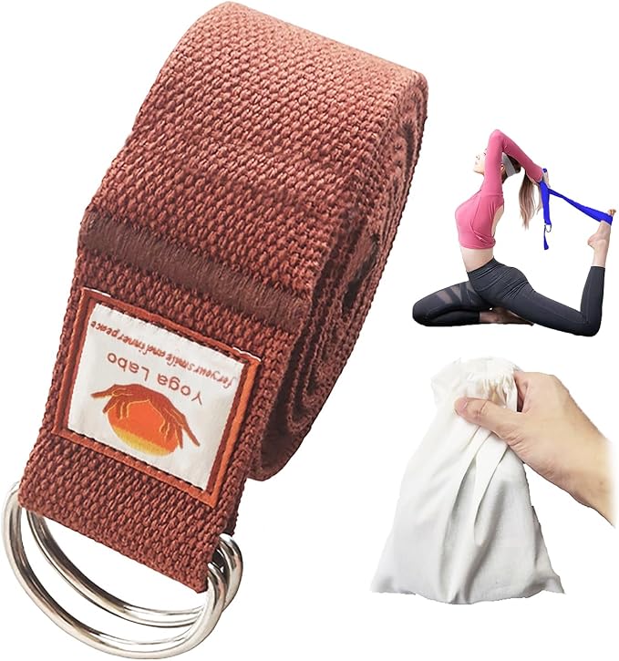 8ft 240g Super Thick Fitness Yoga Strap for Stretching, 3 Color Pure Cotton Durable Fitness Belt Bands Exercise Safe Adjustable D-Ring Buckle Gym Press Rope, Physical Therapy Tools
