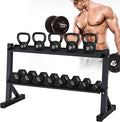 2-Tier Dumbbell Kettlebell Rack, Heavy Duty Steel Frame, 48 x 17.5 x 27.5 Inches, 1000 lbs Weight Capacity, for Kettlebell and Free Weight Storage, Home Gym Organization