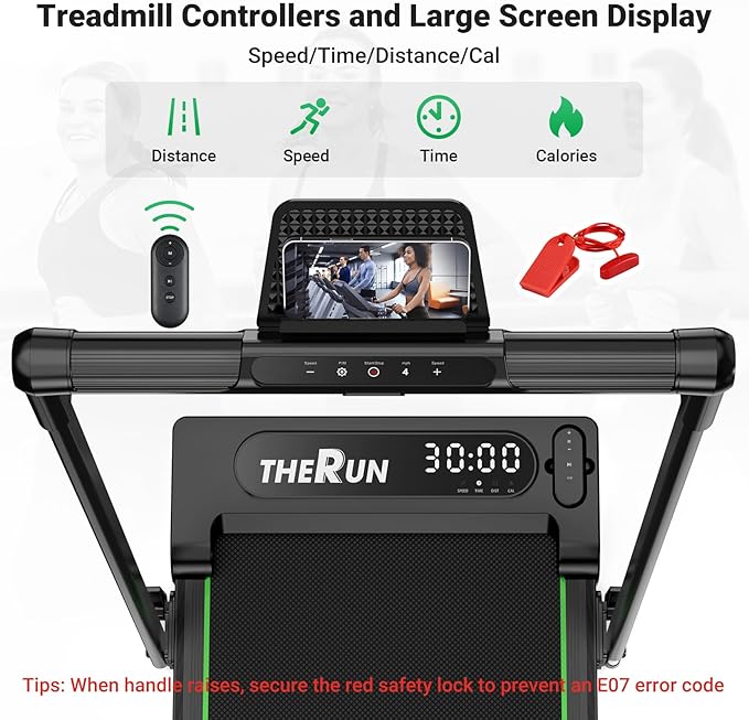 THERUN Walking Pad, 2 in 1 Foldable Treadmills for Home, 2.5HP Under Desk with Handle Bar, 16" Widened Running Belt, with Remote Control & LED Touch Screen
