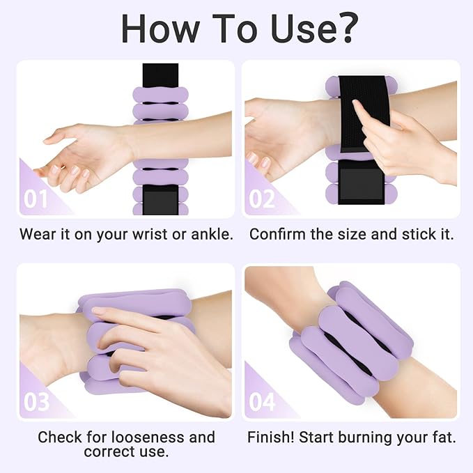 Wrist Ankle Weights for Women Men, Leg Arm Wrist Weights Bangles 1lb*2 2lb*2 Wearable Weights Pilates Weighted Bracelet for Strength Training Walking Swimming Yoga Physical Therapy