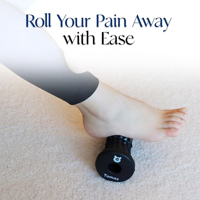 Tumaz Foot Roller 2025 Upgraded Version - Deeper Bumps Design | Plantar Fasciitis & Arch Pain Relief | Trigger Points & Deep Tissue Foot Massager | Portable, Black
