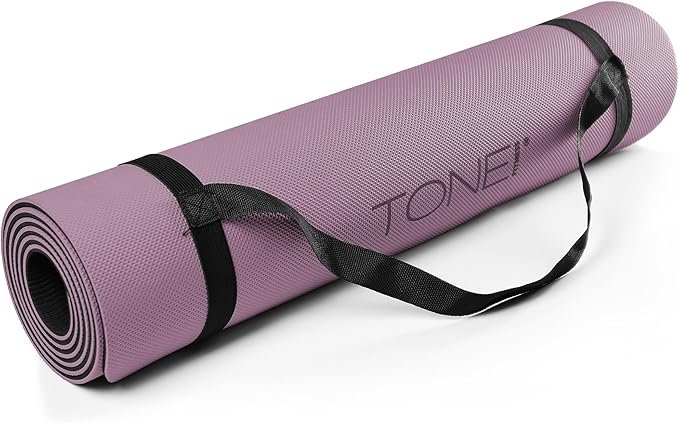TONE Fitness Yoga Mat 1/4" Thick Non Slip Exercise & Pilates Mat for Home Workouts with Carrying Strap | Multiple Options