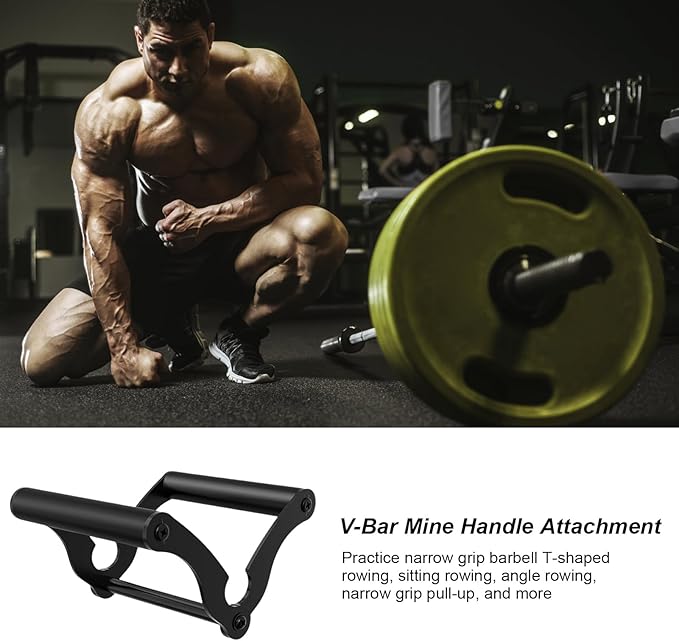 landminee Attachment with Rubber Handle - V Shaped Landmines Row Rack, Grip Workout Bar | Landmines Handle Attachment, Black landminee Fitness Equipment for Seated Rows, Gym Strength Training