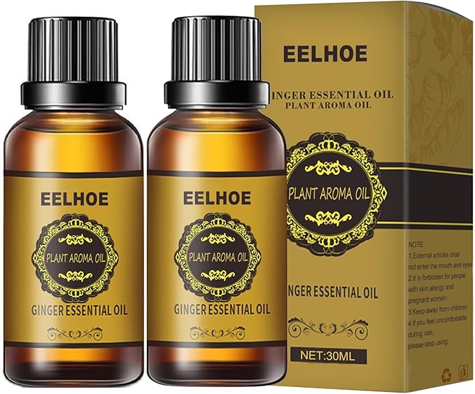 2 Pcs Belly Drainage Ginger Oil, Promote Blood Circulation Metabolism SPA Lymphatic Drainage Massage Oil. 60ML