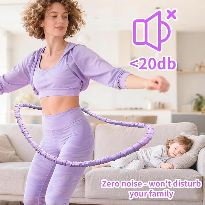 2 LB Soft Weighted Hula Hoop for Adults - Foldable No Pinching Design, Skin-Friendly PP Webbing | Ideal for Postpartum Toning & Home/Travel | Fits Users Under 130 LBS