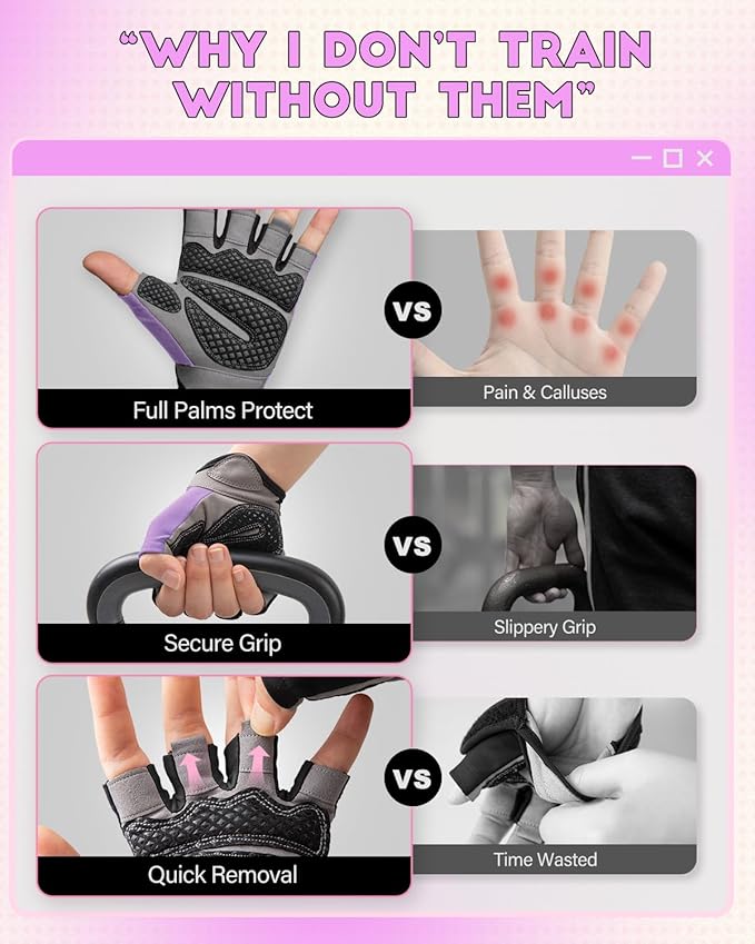 VINSGUIR Workout Gloves for Men and Women, Weight Lifting Gloves with Excellent Grip, Lightweight Gym Gloves for Weightlifting, Cycling, Exercise, Crosstraining, Pull ups, Fitness, Climbing and Rowing
